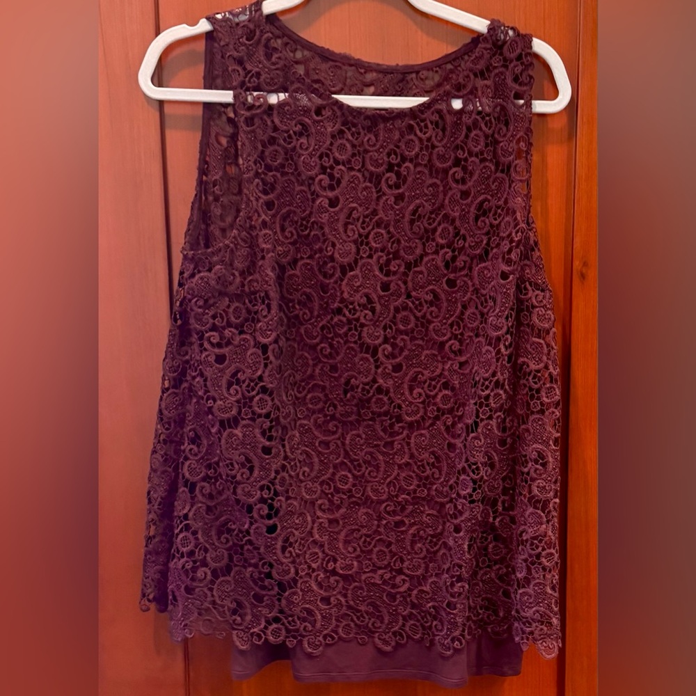 White House Black Market Burgundy Lace Blouse